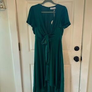 Emerald green midi dress